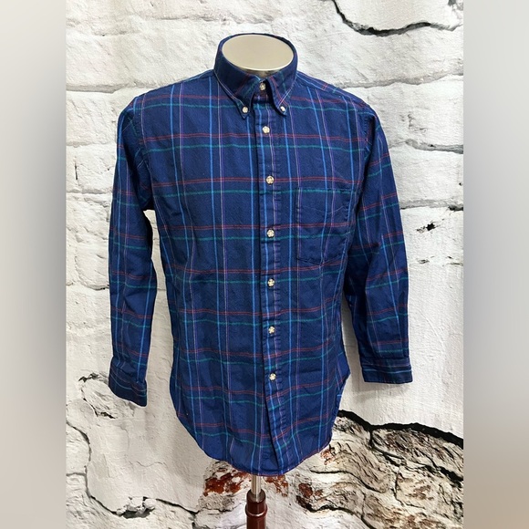 Pendleton 100% Virgin Wool Plaid Shirt Blue Green Red Purple‎ Yellow Long Sleeve - Picture 1 of 7